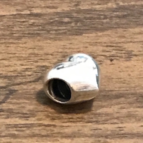 Pandora Sterling Silver Plain Shiny Puffy Heart Retired Bead Charm - Picture 2 of 6